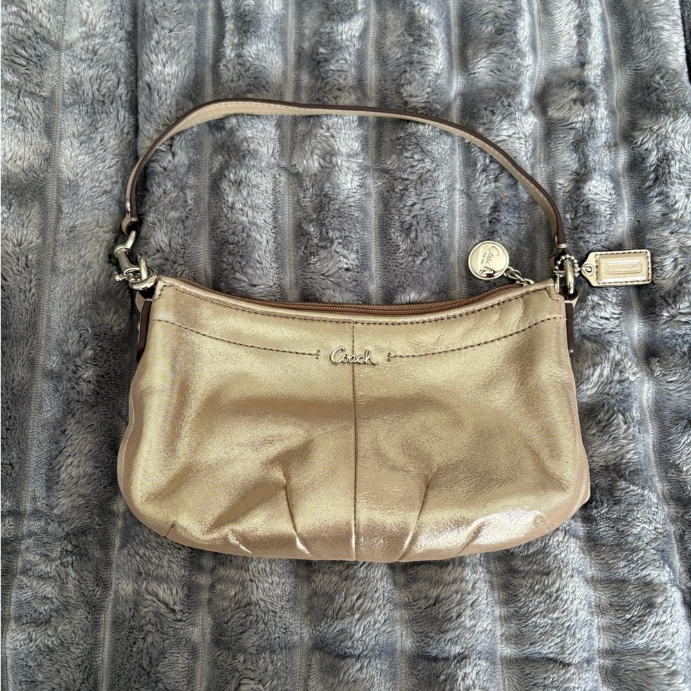 Coach Gold Shoulder Bag with Elegant Metallic Finish